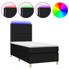 vidaXL fekete szövet rugós és LED-es ágy matraccal 90x190 cm (3135319) ágy és ágykellék