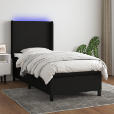 vidaXL fekete szövet rugós és LED-es ágy matraccal 90x200 cm ágy és ágykellék