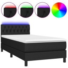 vidaXL fekete szövet rugós és LED-es ágy matraccal 90x200 cm (3133367) ágy és ágykellék