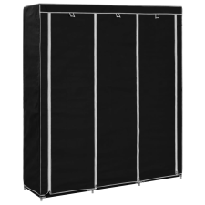 vidaXL fekete szövet ruhásszekrény tárolórekeszekkel 150 x 45 x 176 cm bútor