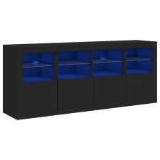 vidaXL fekete tálalószekrény LED-világítással 163 x 37 x 67 cm (3209073) bútor