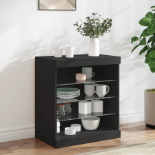 vidaXL fekete tálalószekrény LED-világítással 60,5 x 37 x 67 cm bútor