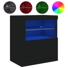 vidaXL fekete tálalószekrény LED-világítással 60,5 x 37 x 67 cm (836617) bútor