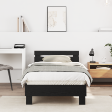 vidaXL Fekete Tölgy Ágykeret Fekete Tölgy Tömör Tölgyfa 90 x 190 cm ágy és ágykellék