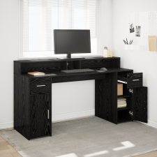 vidaXL Fekete tölgy asztal 160x55x91 cm Műgyanta íróasztal