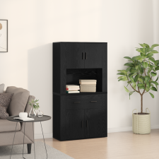 vidaXL Fekete tölgy Highboard 80x33x150 cm Szerelt fa bútor