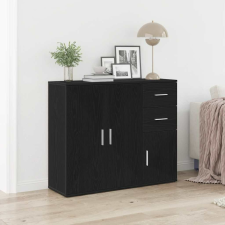 vidaXL fekete tölgy színű szerelt fa tálalószekrény 91x29,5x75 cm bútor