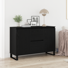 vidaXL Fekete tölgyfából készült oldalszekrény 104x35x70 cm Mérnöki fa bútor