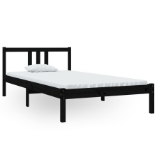 vidaXL fekete tömör fa ágykeret 100 x 200 cm (814878) ágy és ágykellék