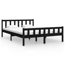vidaXL fekete tömör fa ágykeret 120 x 200 cm (810678) ágy és ágykellék