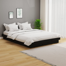 vidaXL fekete tömör fa ágykeret 120x200 cm ágy és ágykellék