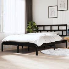 vidaXL fekete tömör fa ágykeret 135 x 190 cm (4FT6 Double) ágy és ágykellék