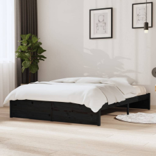 vidaXL fekete tömör fa ágykeret 140 x 190 cm ágy és ágykellék