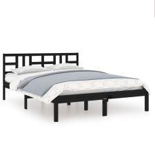vidaXL fekete tömör fa ágykeret 140 x 190 cm (3105389) ágy és ágykellék