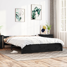 vidaXL fekete tömör fa ágykeret 140x190 cm ágy és ágykellék