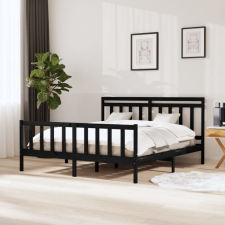 vidaXL fekete tömör fa ágykeret 160 x 200 cm ágy és ágykellék