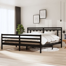 vidaXL fekete tömör fa ágykeret 200 x 200 cm ágy és ágykellék