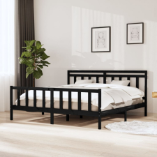 vidaXL fekete tömör fa ágykeret 200 x 200 cm ágy és ágykellék