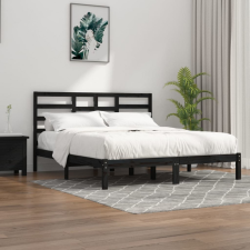 vidaXL fekete tömör fa ágykeret 200 x 200 cm ágy és ágykellék