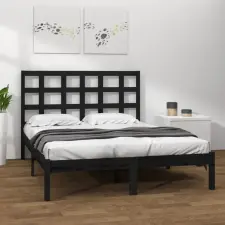 vidaXL fekete tömör fa ágykeret 200 x 200 cm ágy és ágykellék