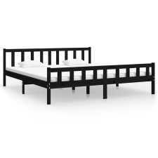 vidaXL fekete tömör fa ágykeret 200x200 cm (810703) ágy és ágykellék