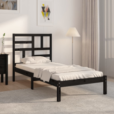 vidaXL fekete tömör fa ágykeret 75 x 190 cm (2FT6 Small Single) ágy és ágykellék