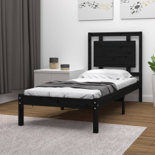 vidaXL fekete tömör fa ágykeret 75 x 190 cm (2FT6 Small Single) ágy és ágykellék