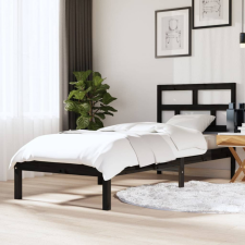 vidaXL fekete tömör fa ágykeret 75 x 190 cm (2FT6 Small Single) ágy és ágykellék