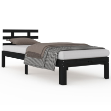 vidaXL fekete tömör fa ágykeret 90 x 200 cm (814743) ágy és ágykellék