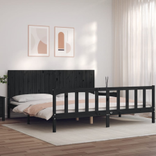 vidaXL fekete tömör fa ágykeret fejtámlával 200 x 200 cm ágy és ágykellék