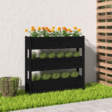 vidaXL fekete tömör fenyő növénytartó 112 x 25 x 104,5 cm kerti tárolás