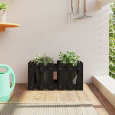 vidaXL fekete tömör fenyő növénytartó léces kialakítással 60x30x30 cm kerti tárolás