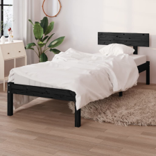 vidaXL Fekete tömör fenyőfa ágykeret 100 x 200 cm ágy és ágykellék