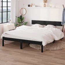 vidaXL Fekete tömör fenyőfa ágykeret 120 x 190 cm (UK Small Double) ágy és ágykellék