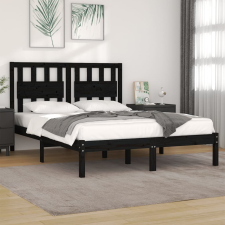 vidaXL fekete tömör fenyőfa ágykeret 140 x 190 cm ágy és ágykellék