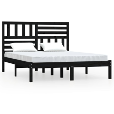 vidaXL fekete tömör fenyőfa ágykeret 140 x 190 cm (3101007) ágy és ágykellék