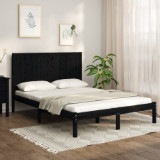 vidaXL fekete tömör fenyőfa ágykeret 140x190 cm ágy és ágykellék