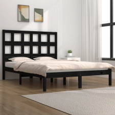 vidaXL fekete tömör fenyőfa ágykeret 140x190 cm ágy és ágykellék