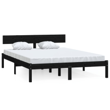 vidaXL fekete tömör fenyőfa ágykeret 140x190 cm (810131) ágy és ágykellék