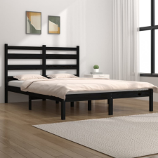 vidaXL fekete tömör fenyőfa ágykeret 160 x 200 cm ágy és ágykellék