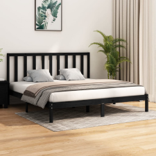 vidaXL fekete tömör fenyőfa ágykeret 200 x 200 cm ágy és ágykellék