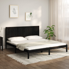 vidaXL fekete tömör fenyőfa ágykeret 200 x 200 cm ágy és ágykellék