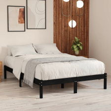 vidaXL Fekete tömör fenyőfa ágykeret 200 x 200 cm ágy és ágykellék
