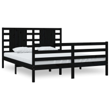 vidaXL fekete tömör fenyőfa ágykeret 200 x 200 cm (3104307) ágy és ágykellék