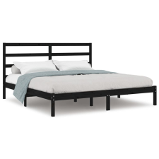 vidaXL fekete tömör fenyőfa ágykeret 200 x 200 cm (3104957) ágy és ágykellék