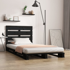 vidaXL fekete tömör fenyőfa ágykeret 75x190 cm (2FT6 Small Single) ágy és ágykellék