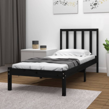 vidaXL fekete tömör fenyőfa ágykeret 75x190 cm (2FT6 Small Single) ágy és ágykellék