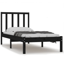 vidaXL fekete tömör fenyőfa ágykeret 75x190 cm (2FT6 Small Single) (3105035) ágy és ágykellék