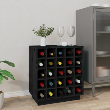 vidaXL fekete tömör fenyőfa borszekrény 55,5x34x61 cm bútor
