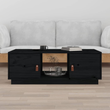 vidaXL fekete tömör fenyőfa dohányzóasztal 100 x 100 x 40 cm bútor